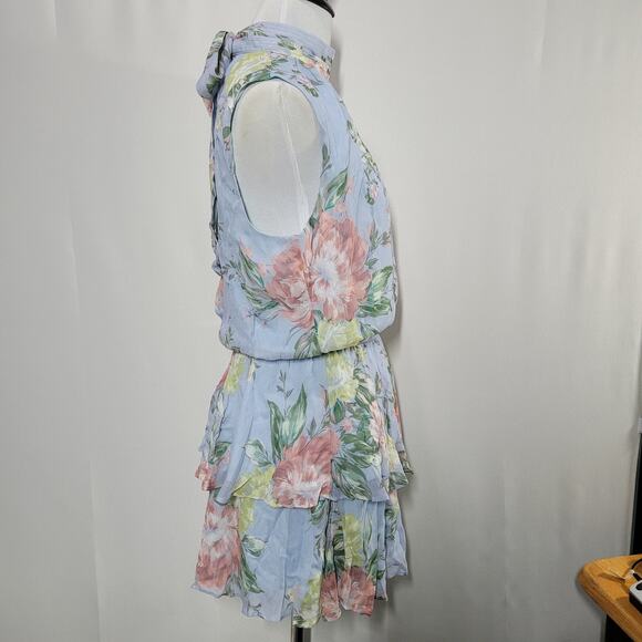 Yumi Kim Heart's Delight Blue Floral Print Kiss Me Dress Sleeveless Size Small - Picture 5 of 6